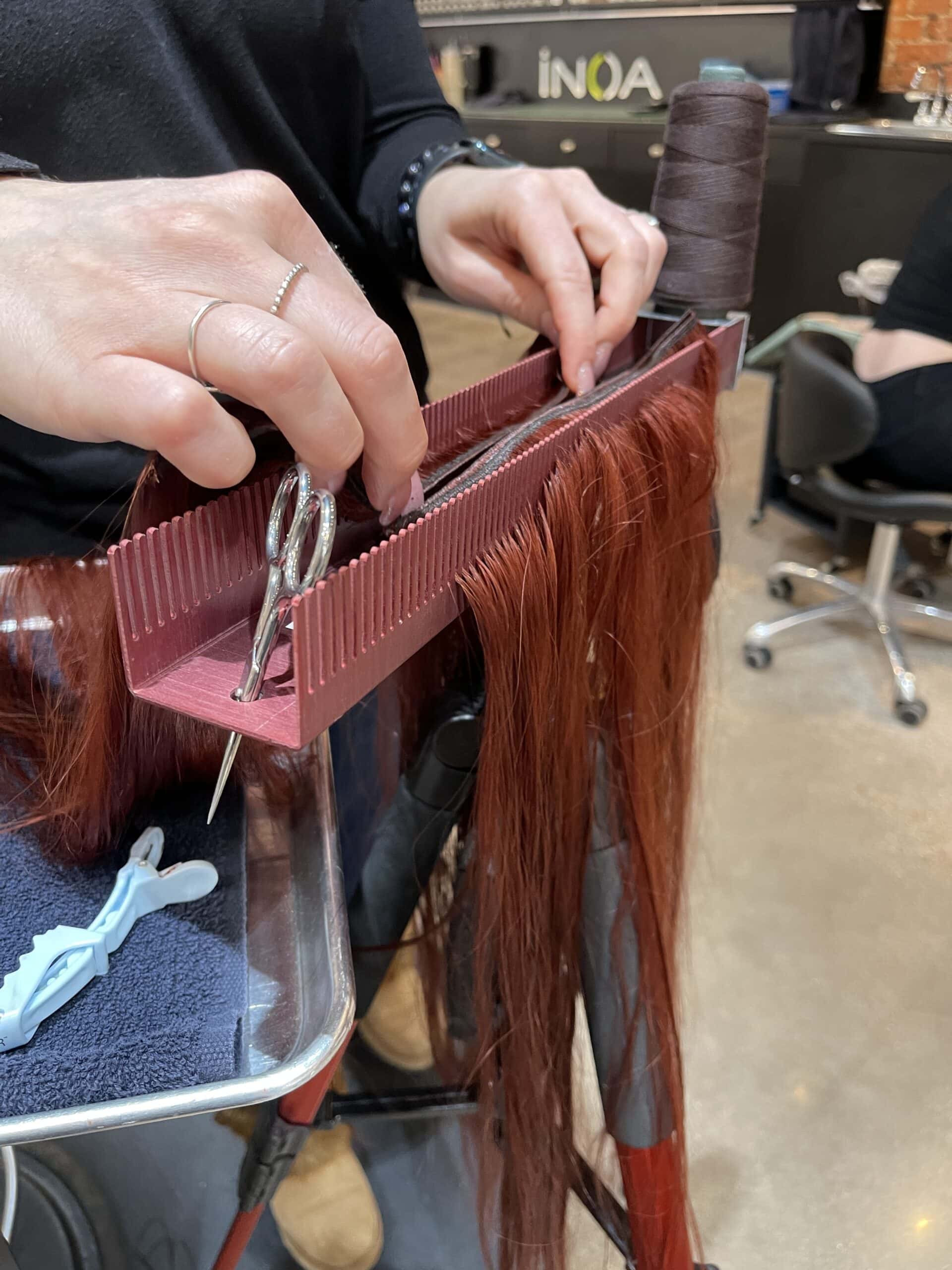 Hair Butler professional hair extension workstation for organizing wefts, tools, and accessories